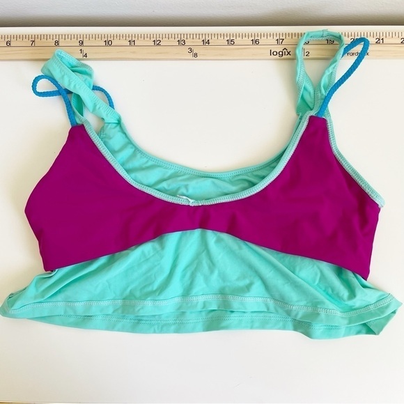 NEW Basta Surf Reversible Bikini Top size medium teal blue modest bright purple - Picture 5 of 5